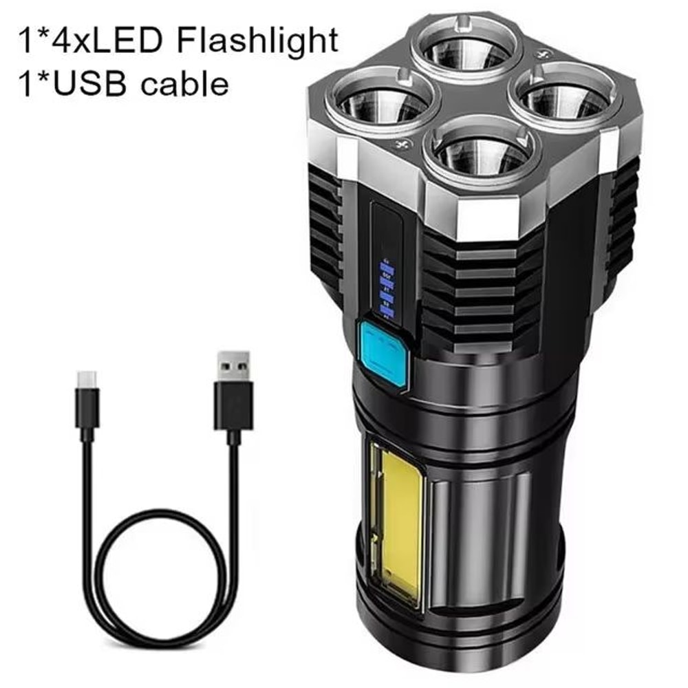 USB Rechargeable 4LED Mini Flashlight High Lumen Portable Torch 6
