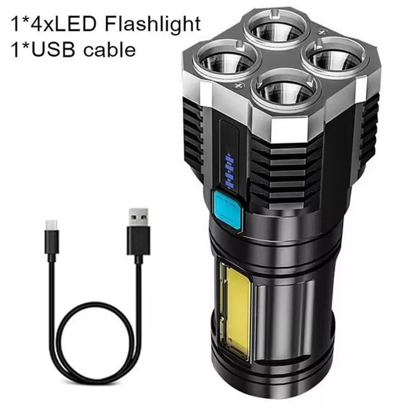 USB Rechargeable 4LED Mini Flashlight High Lumen Portable Torch 6