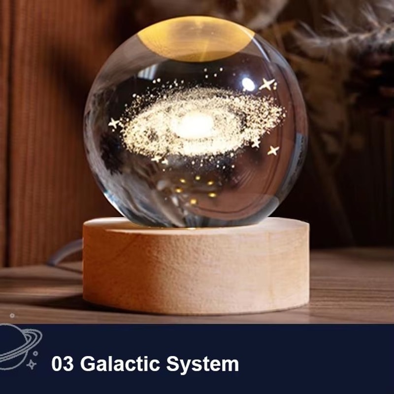 3D Crystal Earth Globe On Wooden Base Solar System Galaxy Desktop Decoration And Gift 6