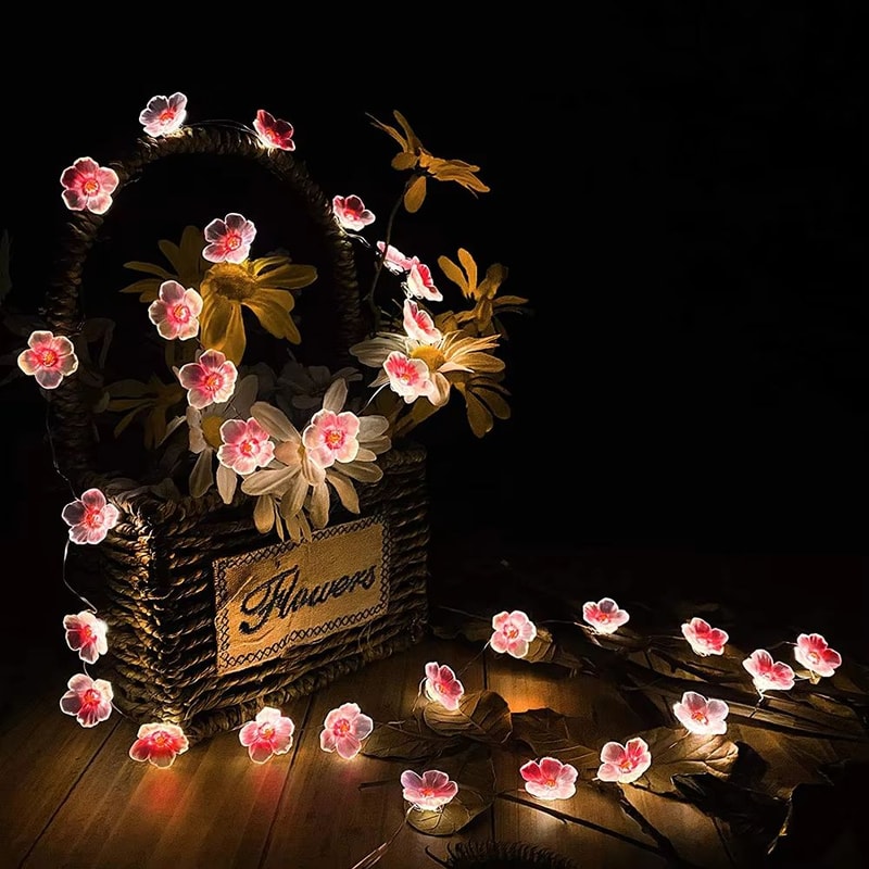 3 M 984 Ft Cherry Blossom Fairy String Lights With 30 LEDs BatteryPowered Pink Flower Garland 3