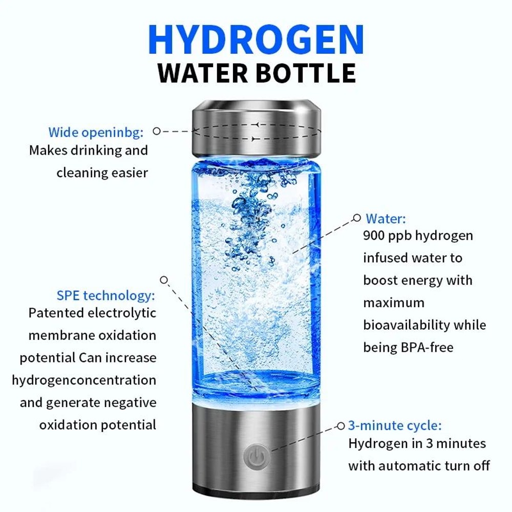USB Rechargeable HydrogenRich Water Generator Bottle With Titanium Electrolysis 2