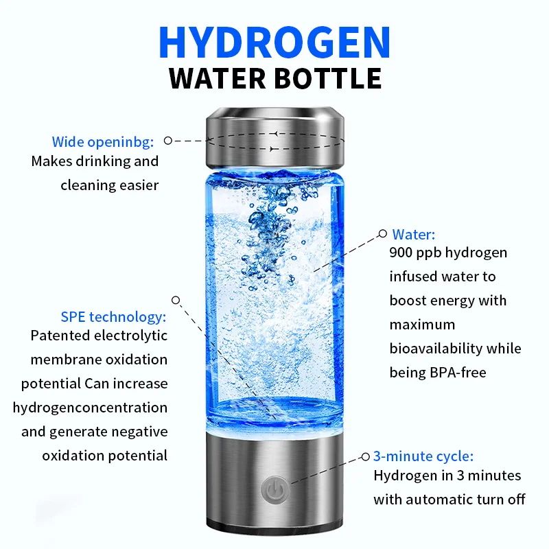 USB Rechargeable HydrogenRich Water Generator Bottle With Titanium Electrolysis 2