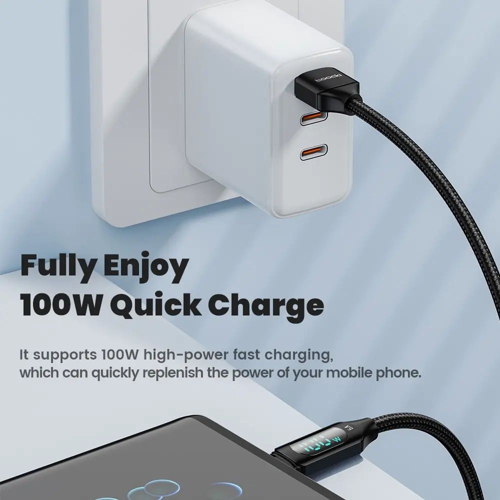 Toocki 100W USBC Fast Charging And Data Cable For Android Devices 1m2m 4