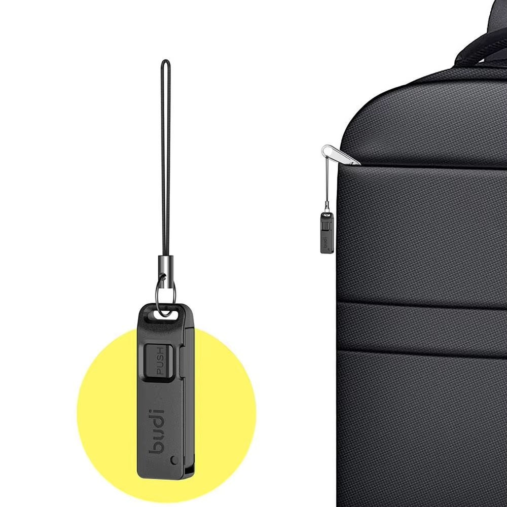 BUDI AntiLost SIM Card Ejector Pin Storage Box With Keyring For Phones And Tablets 1