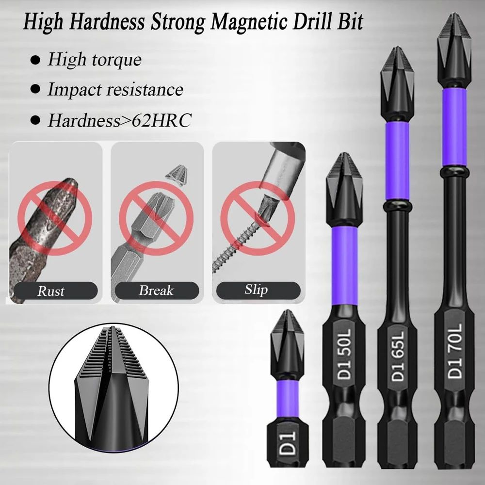 612 Pcs Magnetic ShockResistant Screwdriver Bits Set With Hex Shank For Power Tools 4