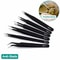 6 Pcs Precision Long ESD Stainless Steel Tweezers Set For Electronics And Repair 0