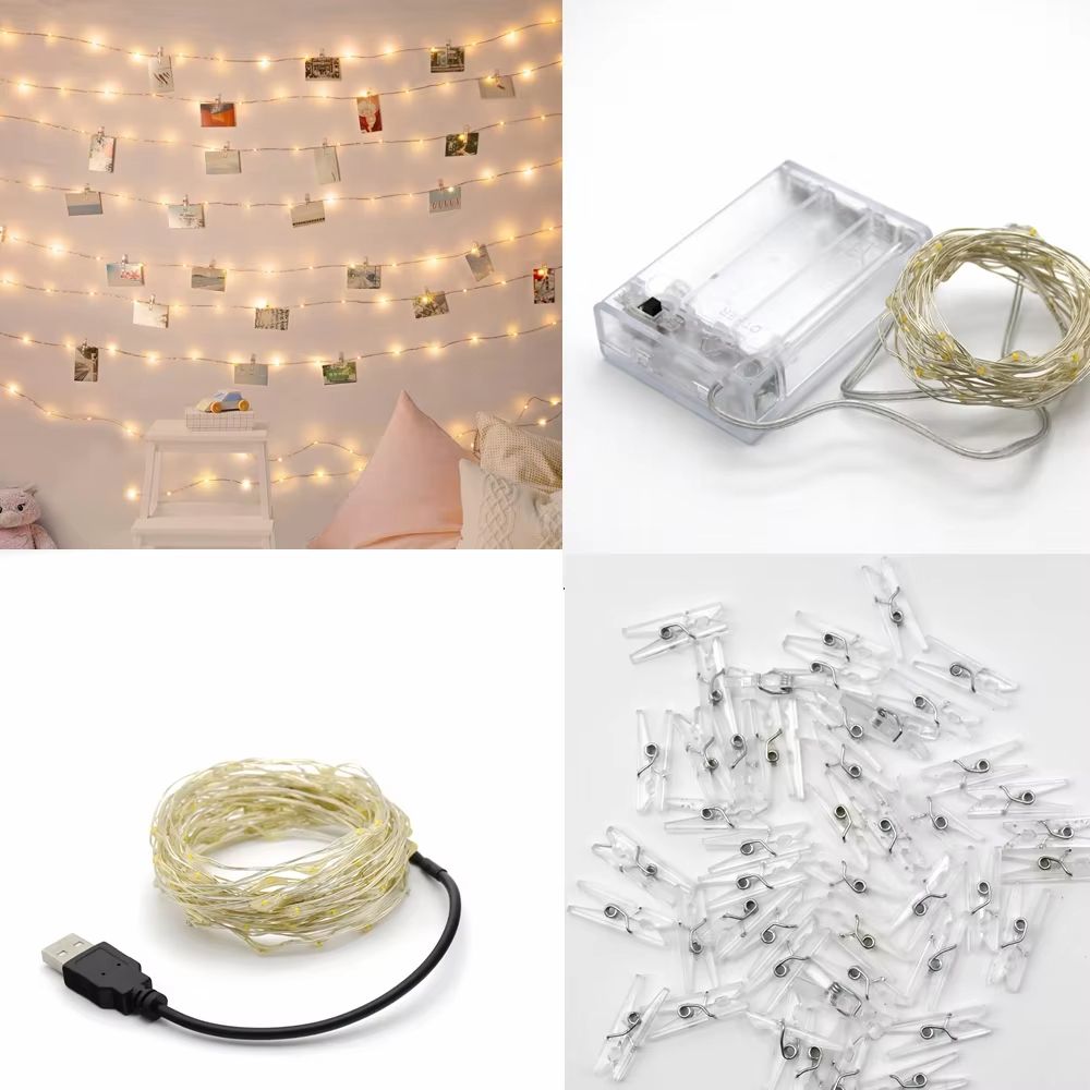 LED Fairy Photo Clip String Lights With USBAA Power For Home And Party Decoration 4
