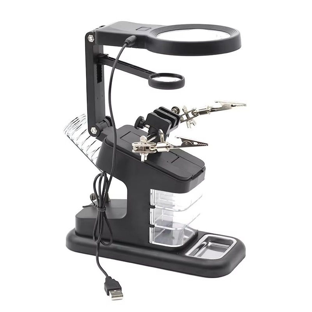 3in1 Welding Magnifying Glass With LED Light And Soldering Iron Stand 8
