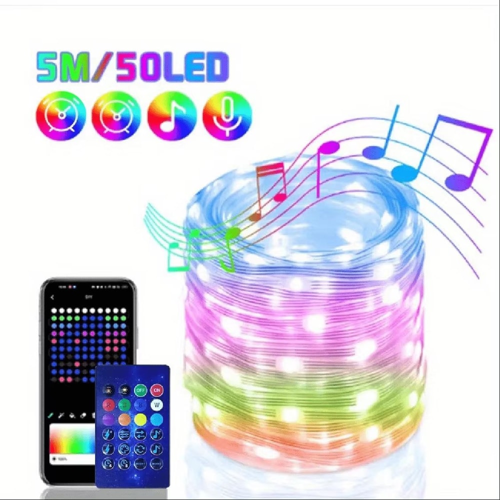 WS2812B RGB Bluetooth LED Strip Lights Smart Dreamcolor Fairy Lights 6