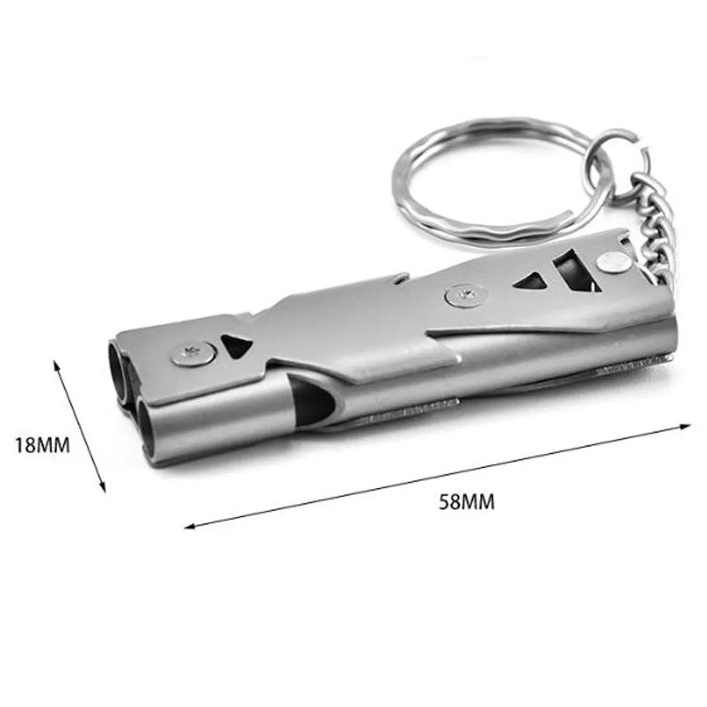 Double Pipe HighDecibel Survival Whistle Keychain Outdoor Tool 4