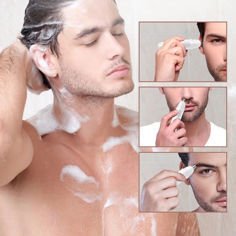 Battery Powered Mens Nose Hair Trimmer With 360 Dual Rotary Blades 2