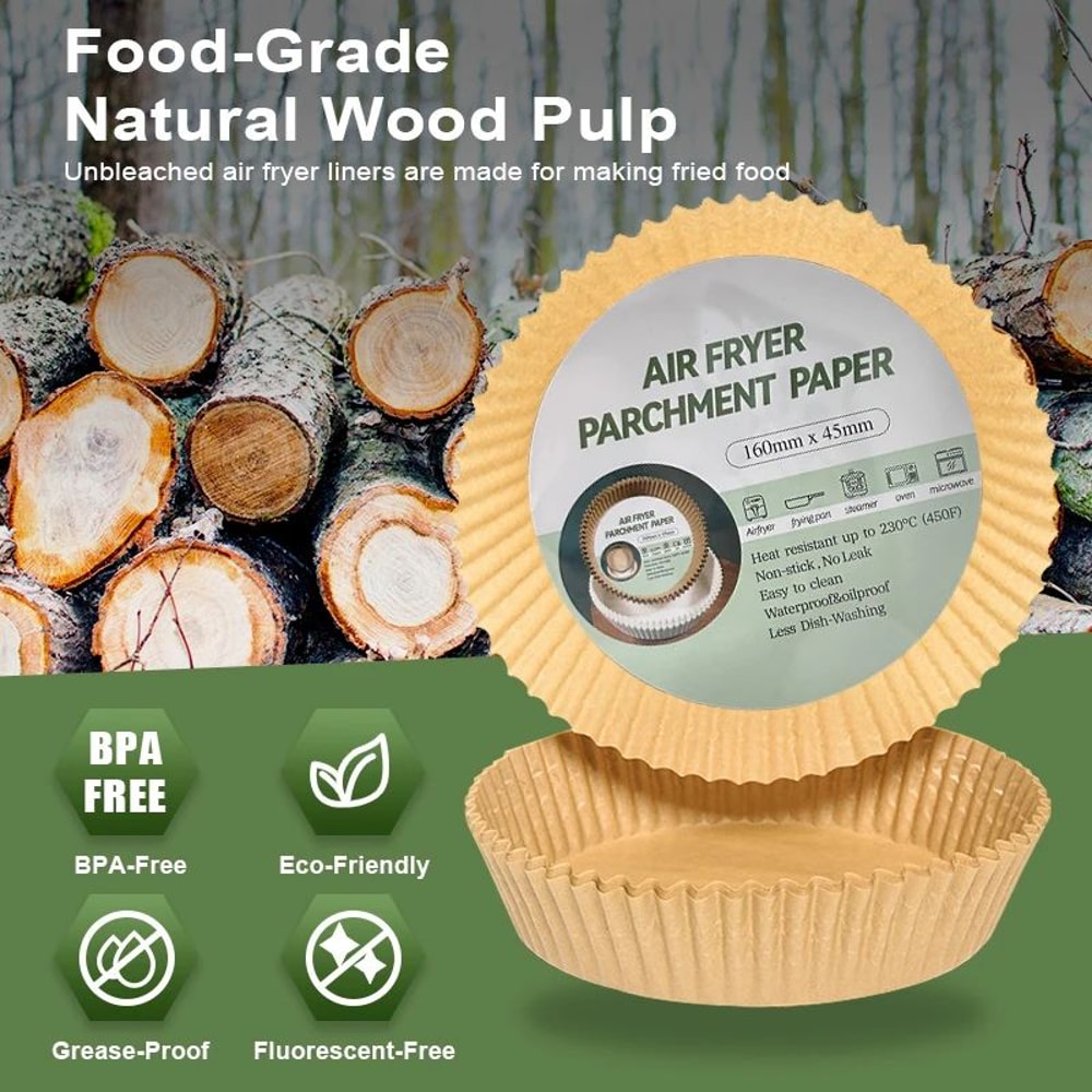 Disposable Air Fryer Paper Liners 630in Round Non Stick Parchment Pads 50 Or 100 Pack 2