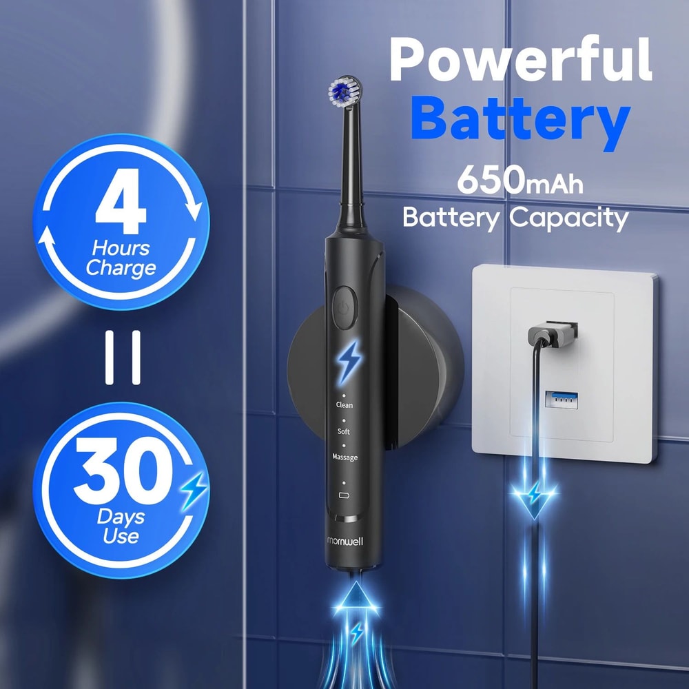 Rechargeable Sonic Electric Toothbrush For Adults T37 With 4 Brush Heads 4