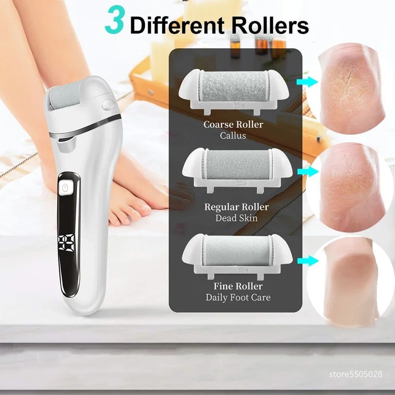 Rechargeable Electric Callus Remover Foot File With 3 Grinding Heads 1