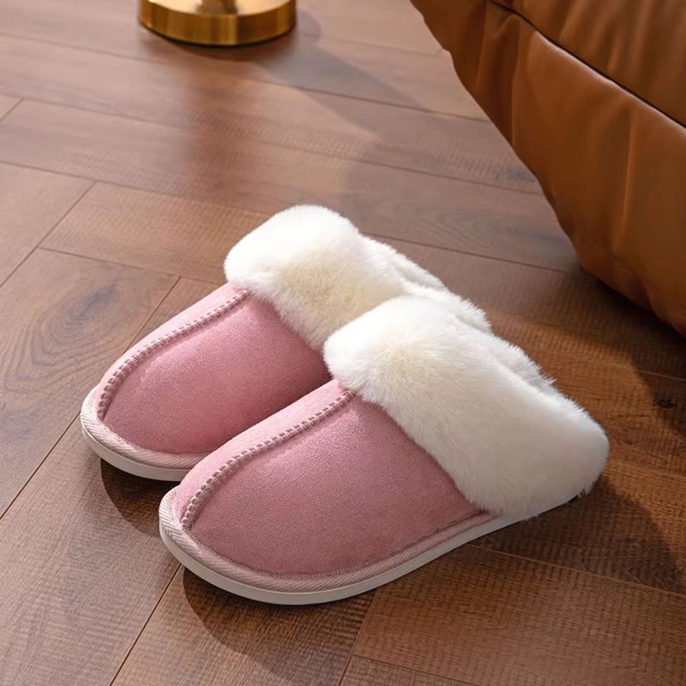 Womens Faux Suede Fluffy Winter Warm Flat Fur Slippers 9