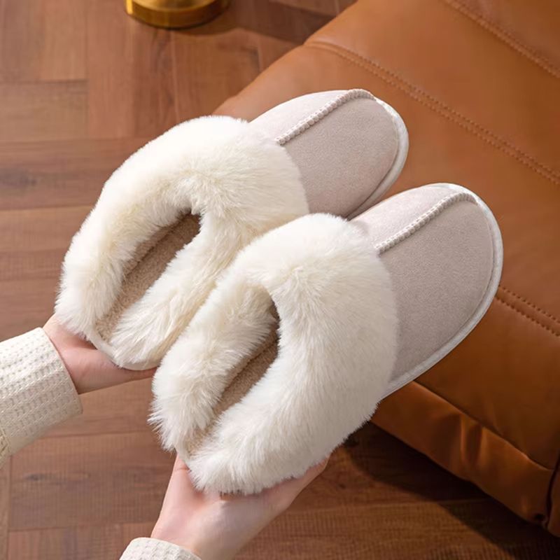 Womens Faux Suede Fluffy Winter Warm Flat Fur Slippers 3