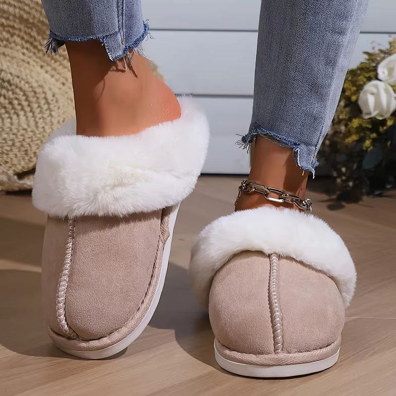 Womens Faux Suede Fluffy Winter Warm Flat Fur Slippers 5