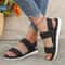 Womens Black AntiSlip Comfortable Flat LaceUp Sandals 0