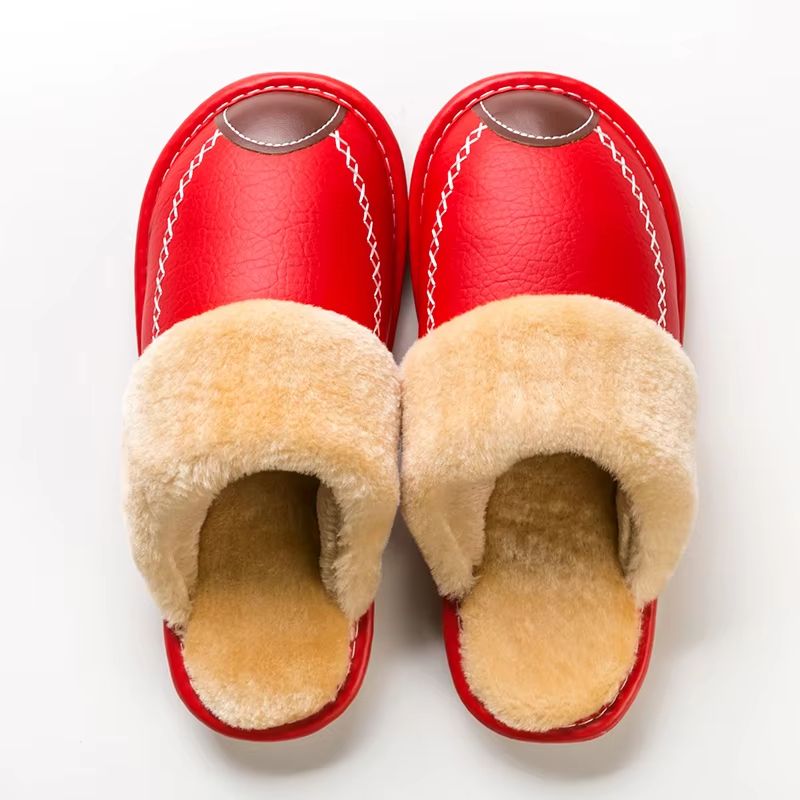 Mens Waterproof Winter Leather Indoor Warm Slippers Shoes 16