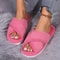 Womens Fluffy Open Toe NonSlip Flat Fur Slide Slippers 10