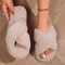 Womens Fluffy Open Toe NonSlip Flat Fur Slide Slippers 13