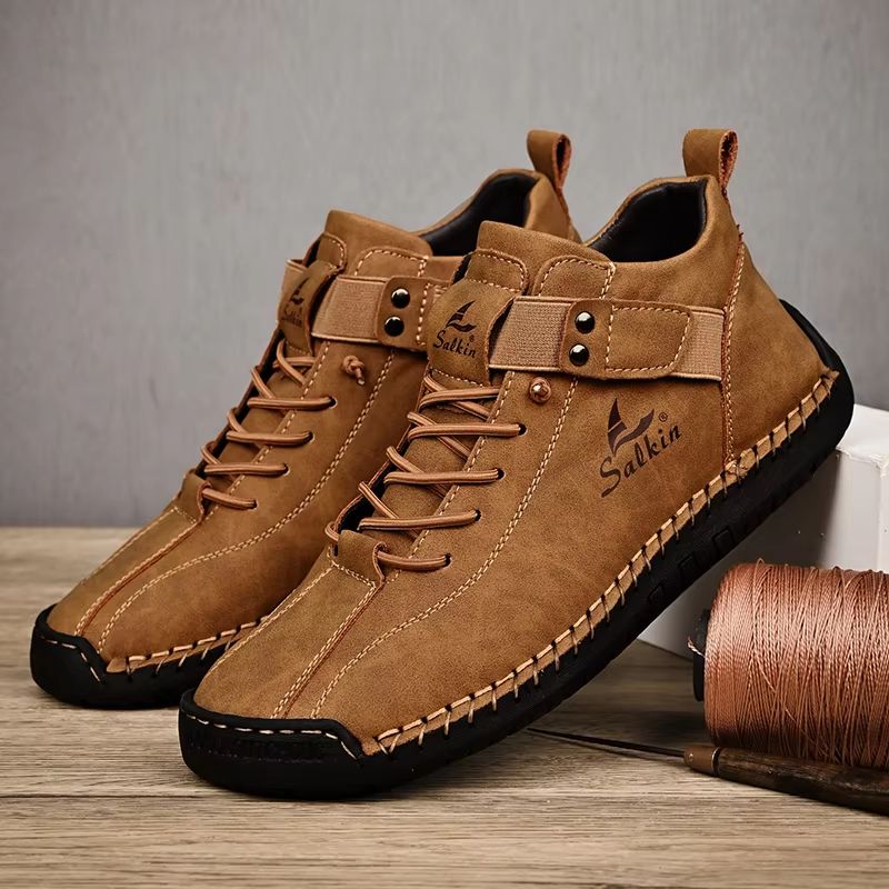 Mens Handmade Breathable Leather Casual Sneakers And Outdoor Ankle Boots 9