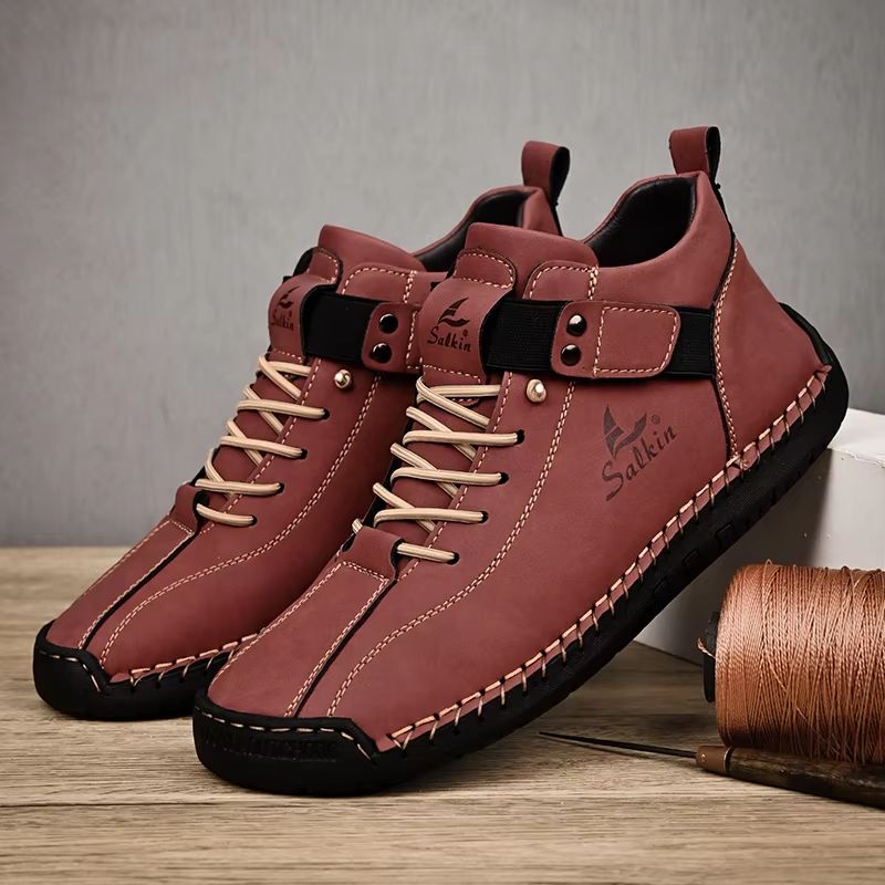 Mens Handmade Breathable Leather Casual Sneakers And Outdoor Ankle Boots 6