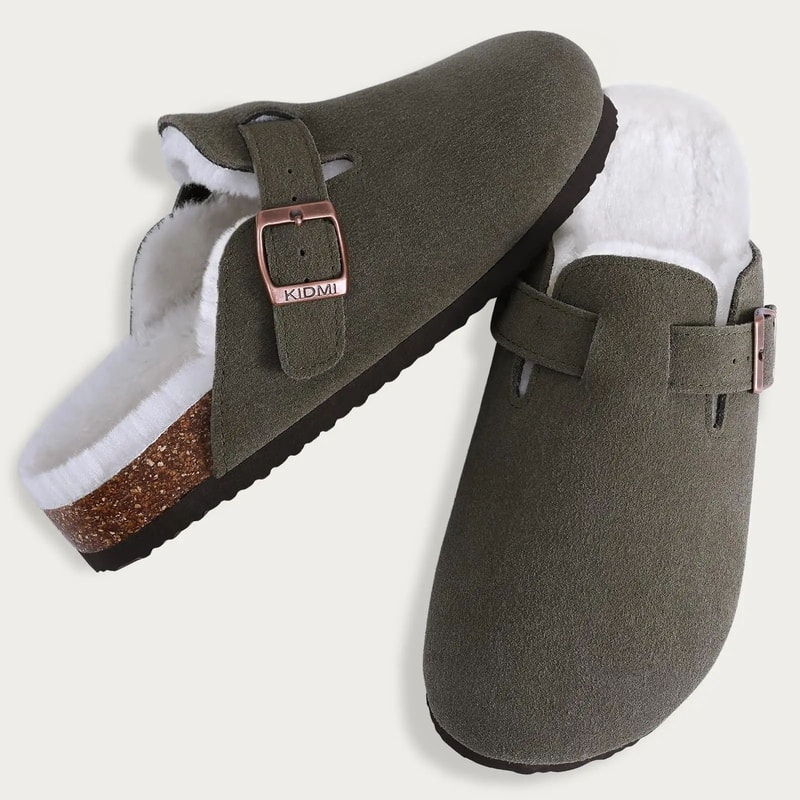 Unisex Suede Clogs With Arch Support And Cork Footbed 0