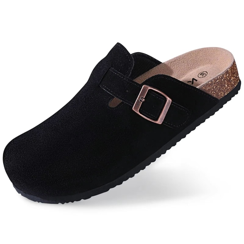 Unisex Suede Clogs With Arch Support And Cork Footbed 11