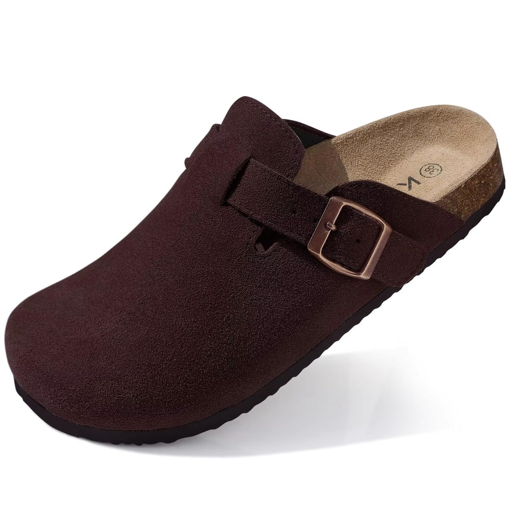 Unisex Suede Clogs With Arch Support And Cork Footbed 12