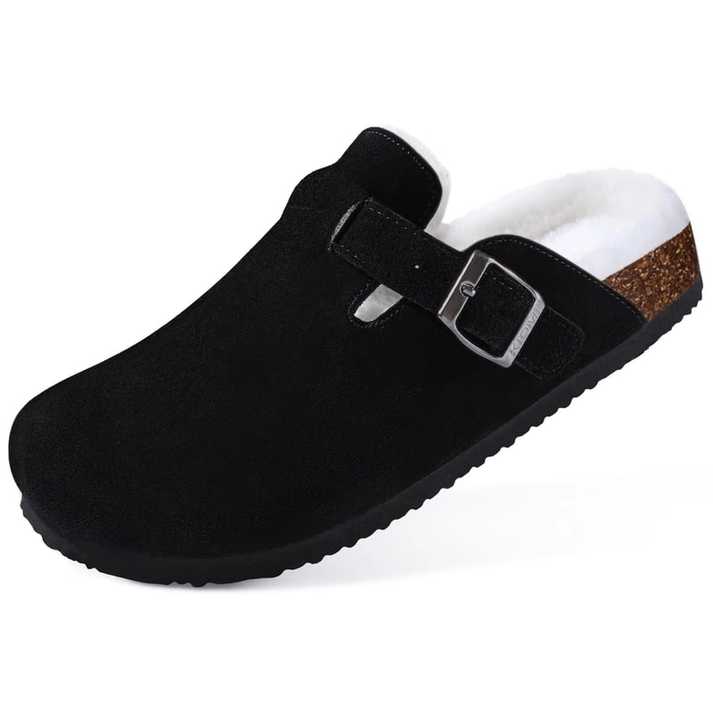 Unisex Suede Clogs With Arch Support And Cork Footbed 6