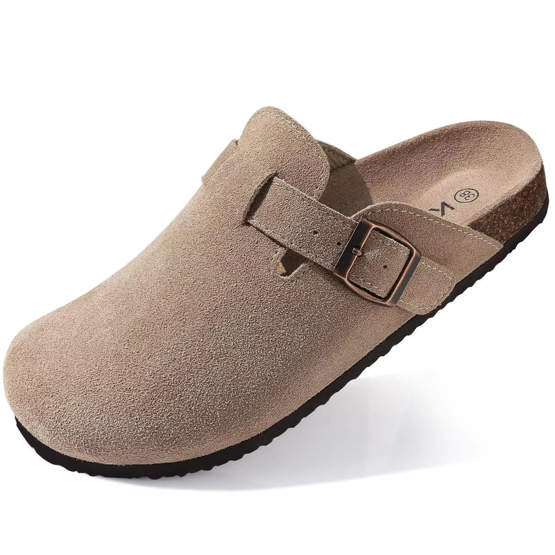 Unisex Suede Clogs With Arch Support And Cork Footbed 7