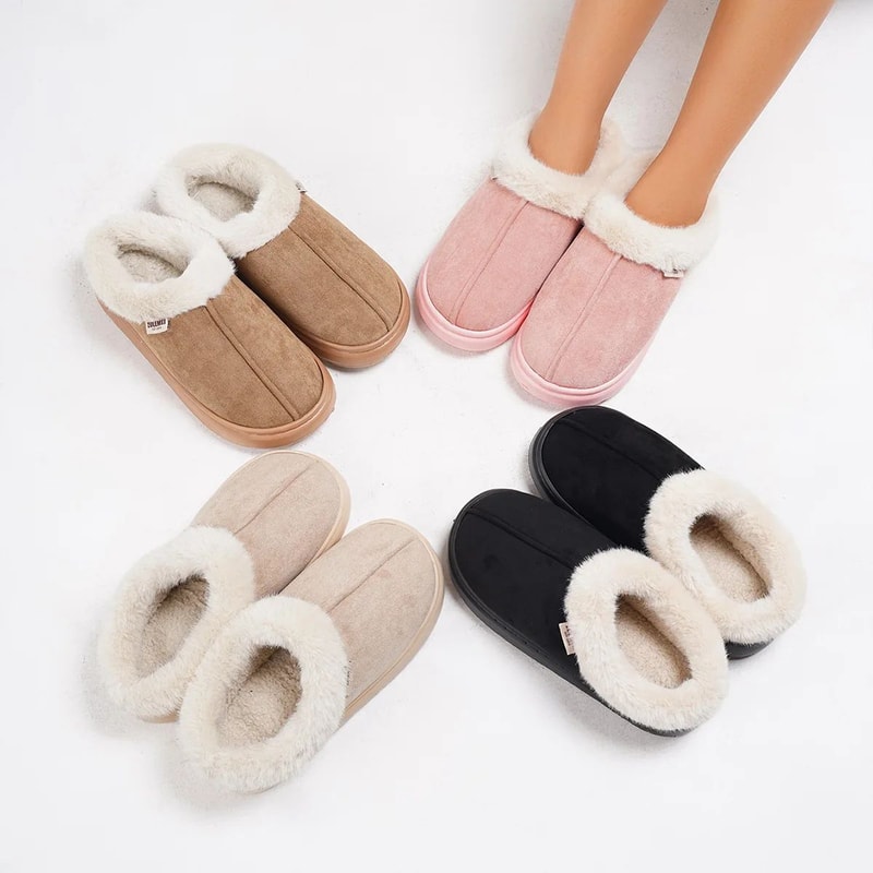 Unisex Winter Cotton Plush Padded Warm House Shoes Outdoor Casual Slippers 2025 2
