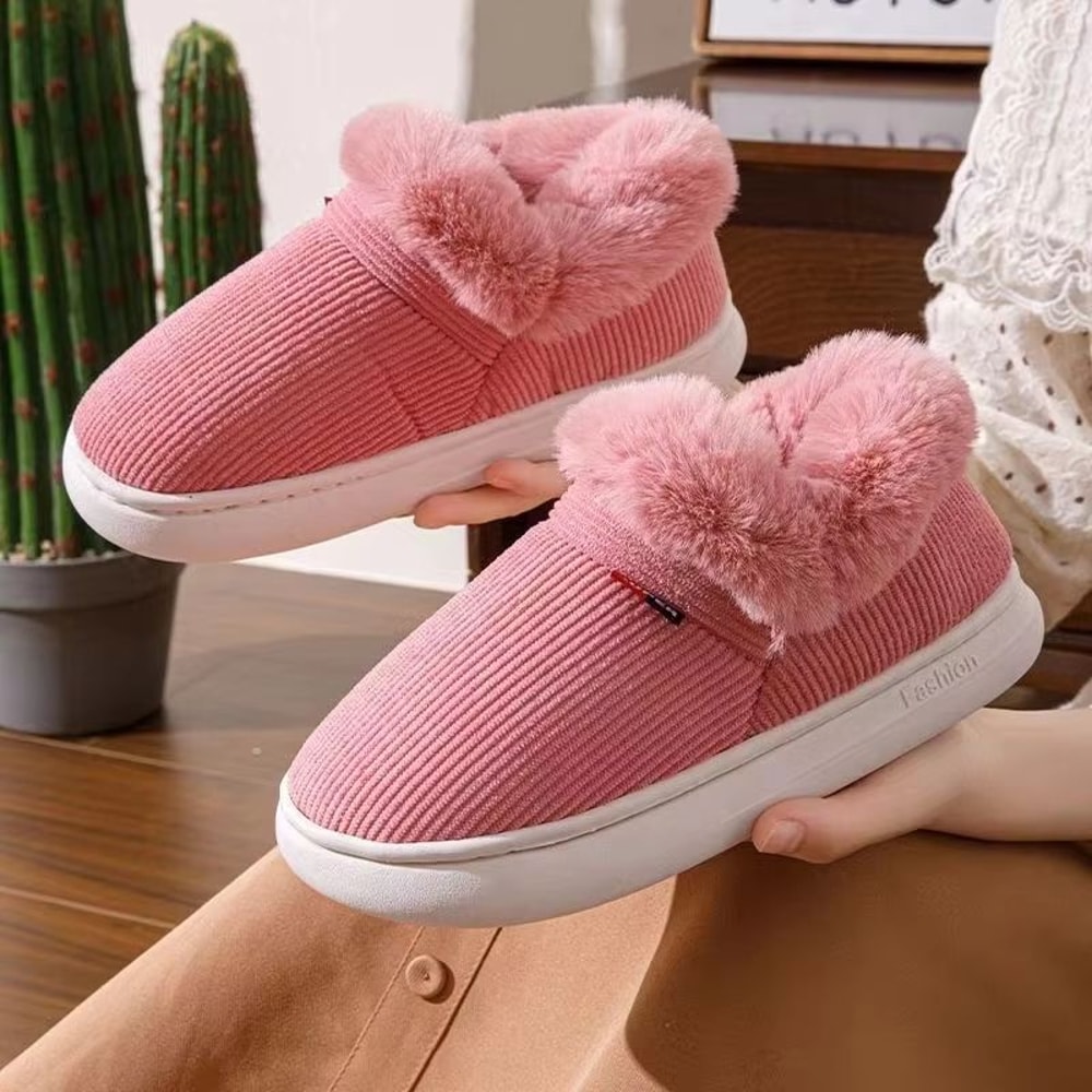 Unisex Winter Cotton Plush Padded Warm House Shoes Outdoor Casual Slippers 2025 14