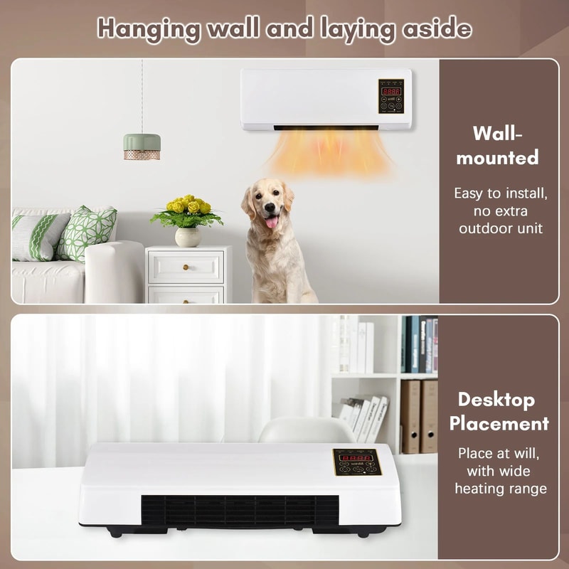 Wall Mounted Desktop Heater And Fan Combo For Household Bedroom Heating Nature Wind 2