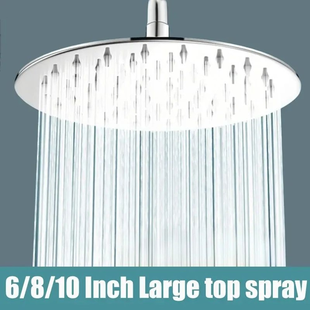 6810 Inch Stainless Steel UltraThin Square And Round Waterfall Rainfall Shower Head 0