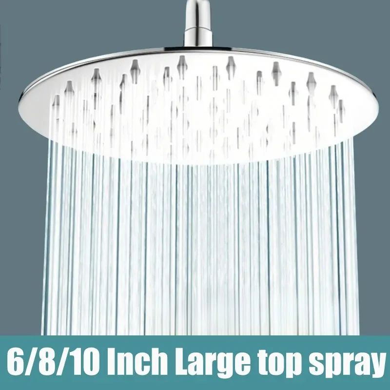6810 Inch Stainless Steel UltraThin Square And Round Waterfall Rainfall Shower Head 0