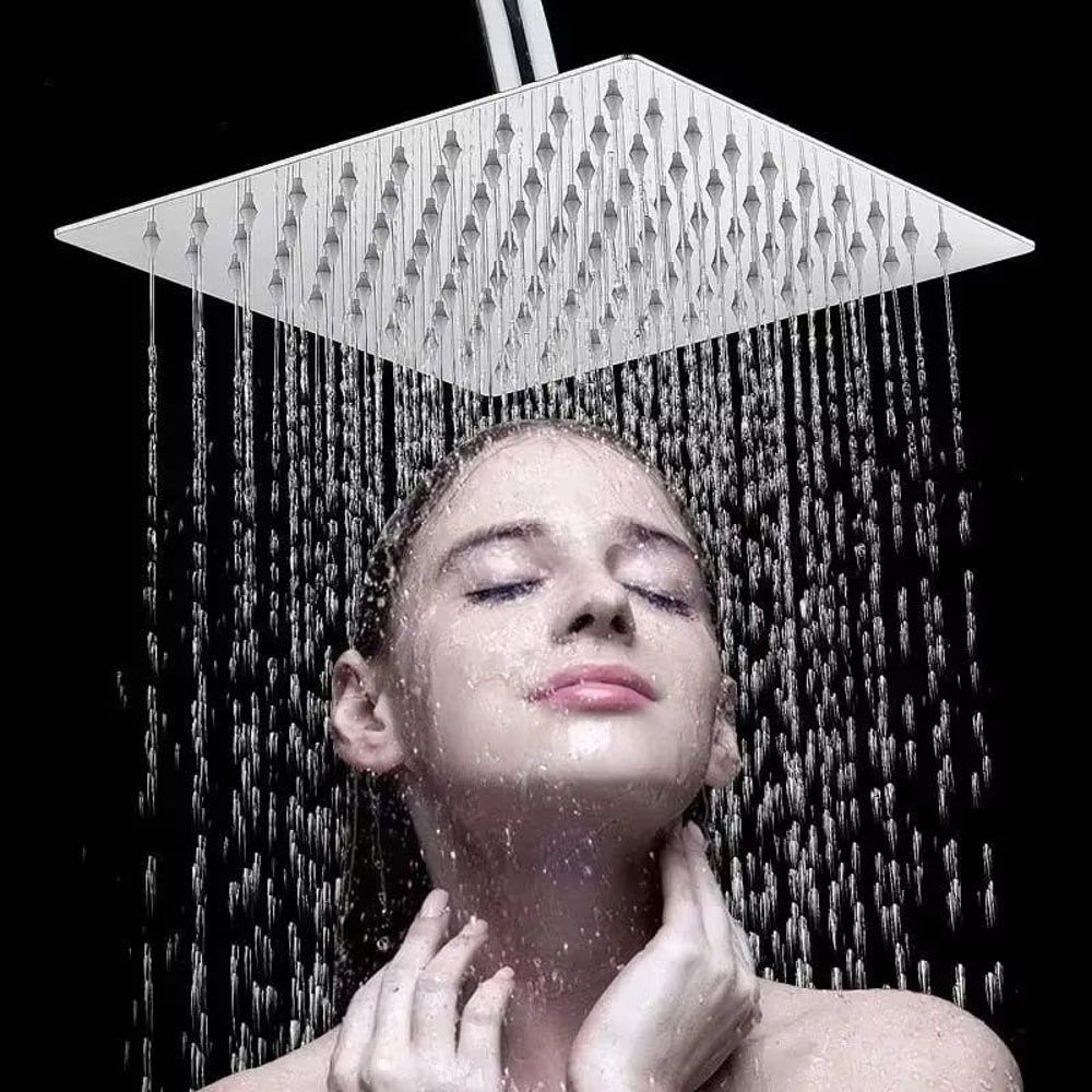 6810 Inch Stainless Steel UltraThin Square And Round Waterfall Rainfall Shower Head 1