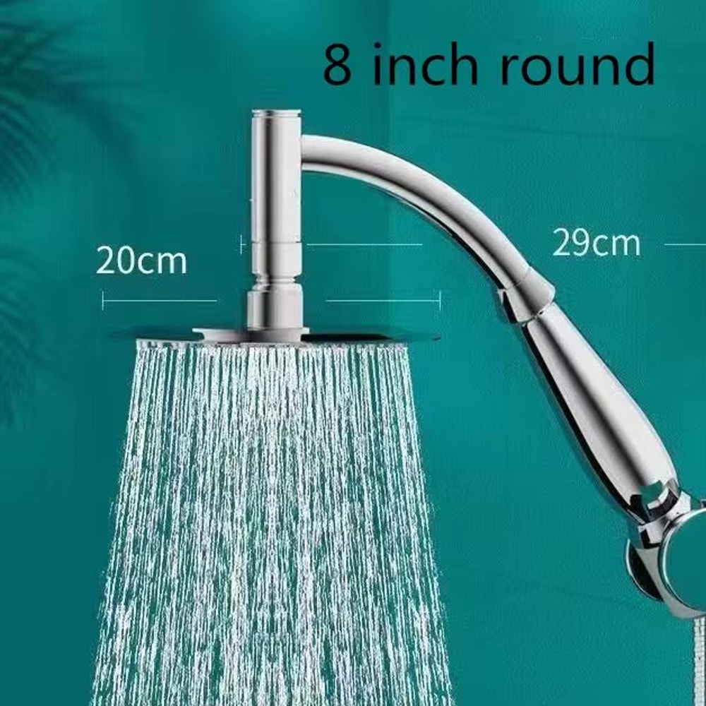 HighPressure Stainless Steel Square Rainfall Shower Head With Curved Extension 6