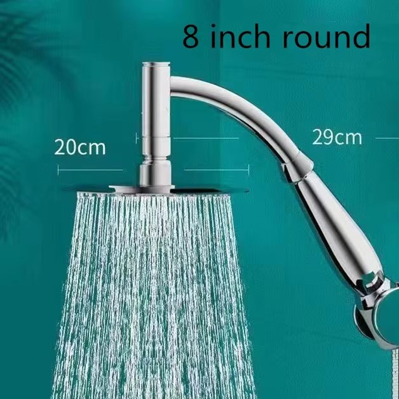 HighPressure Stainless Steel Square Rainfall Shower Head With Curved Extension 6