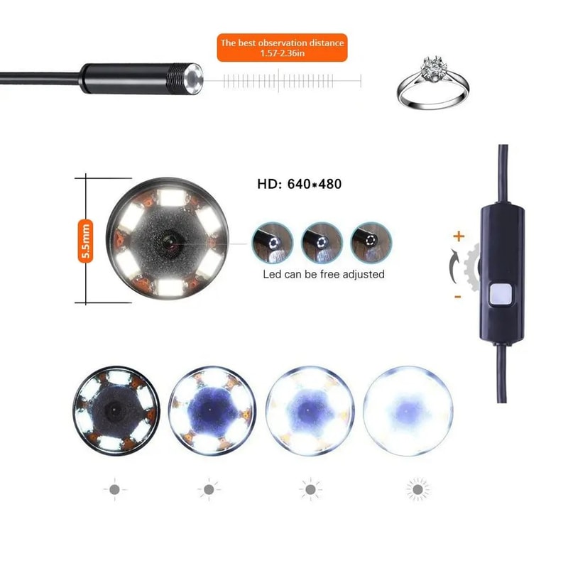7 Mm 3in1 Android Endoscope Camera With USBTypeC Borescope And LED Lights 5