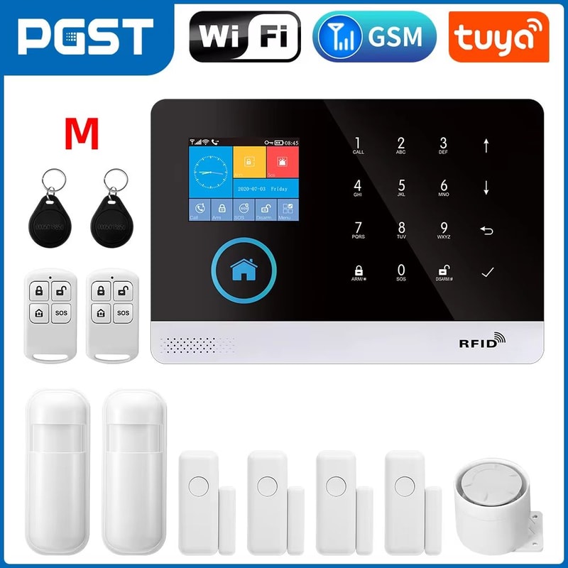 PGST 103 24 Inch 4G 2G WiFi GSM Smart Home Security Alarm System With PIR Motion And RFID 8