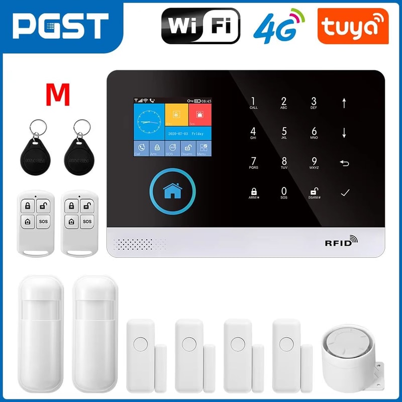 PGST 103 24 Inch 4G 2G WiFi GSM Smart Home Security Alarm System With PIR Motion And RFID 14