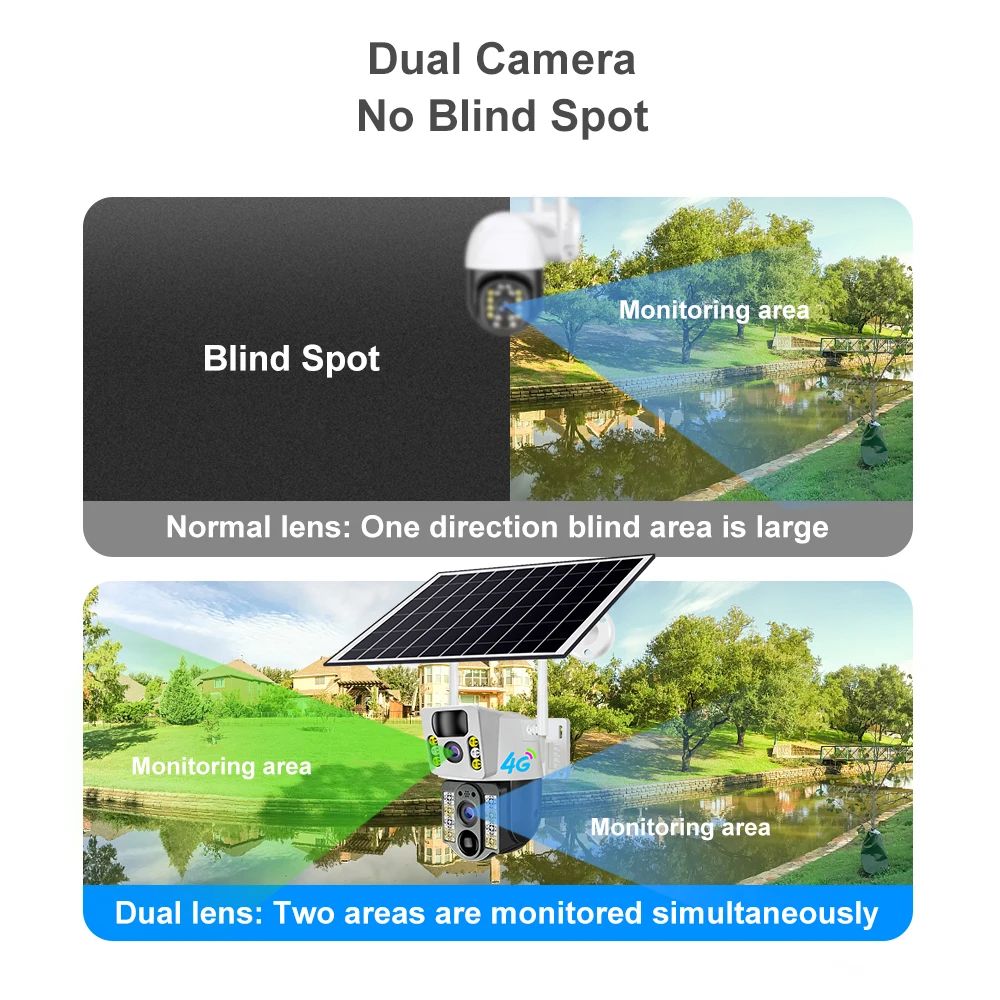 8 MP 4K Wireless Solar Camera Outdoor With 4G SIM Dual Lens PIR And Night Vision 2