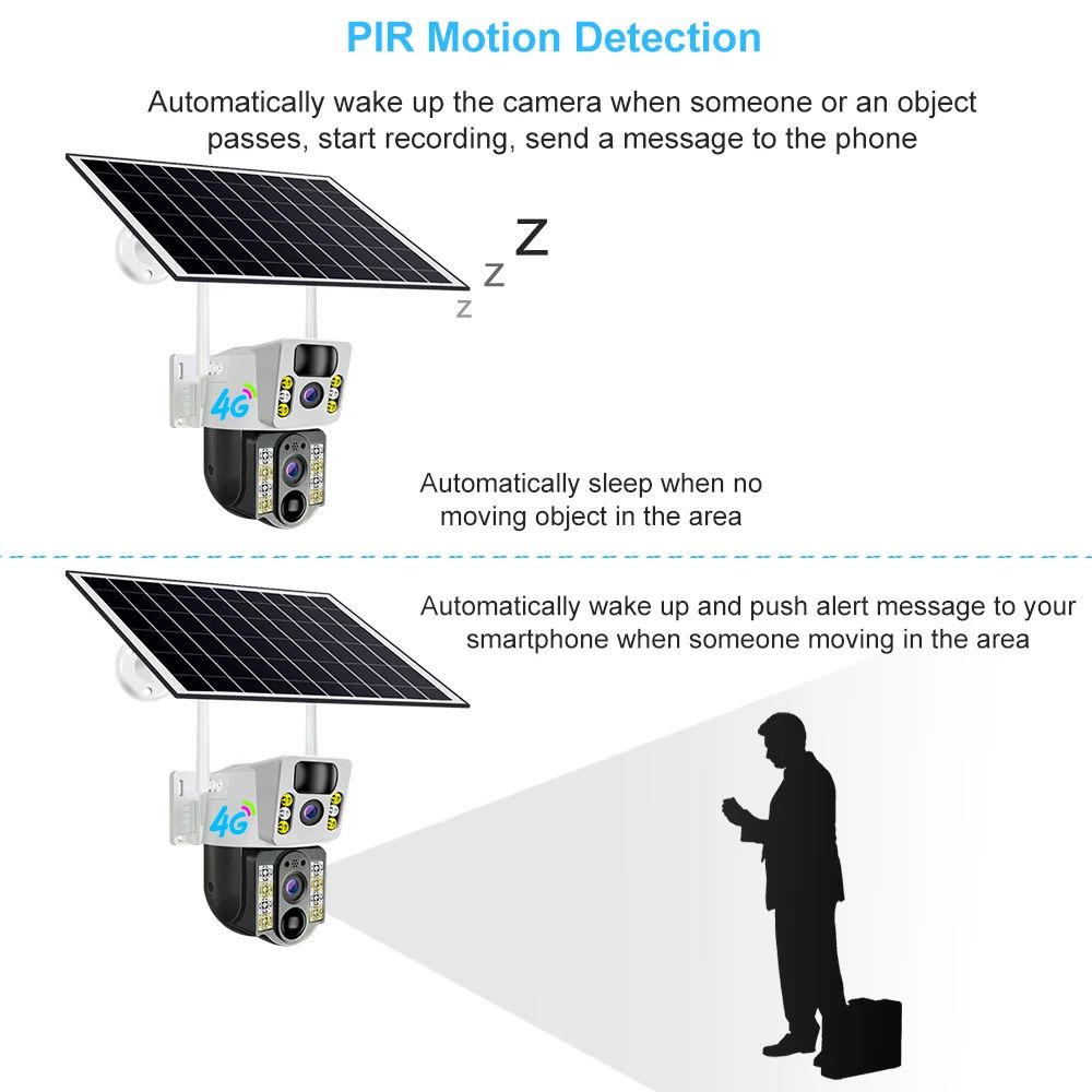 8 MP 4K Wireless Solar Camera Outdoor With 4G SIM Dual Lens PIR And Night Vision 4