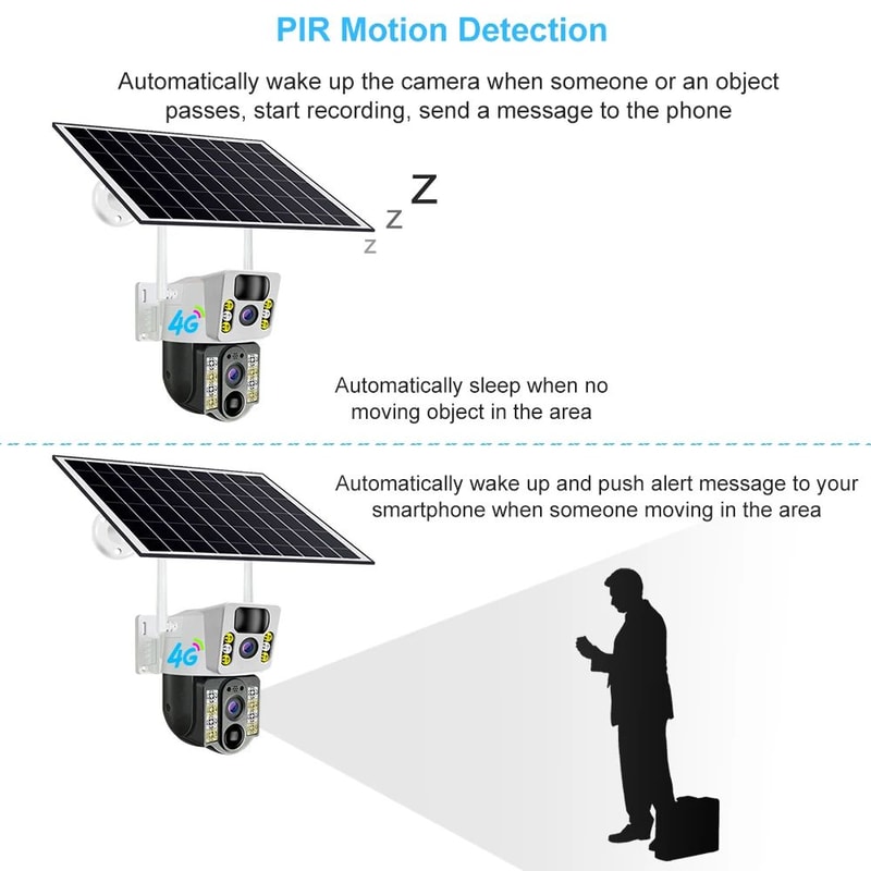 8 MP 4K Wireless Solar Camera Outdoor With 4G SIM Dual Lens PIR And Night Vision 4