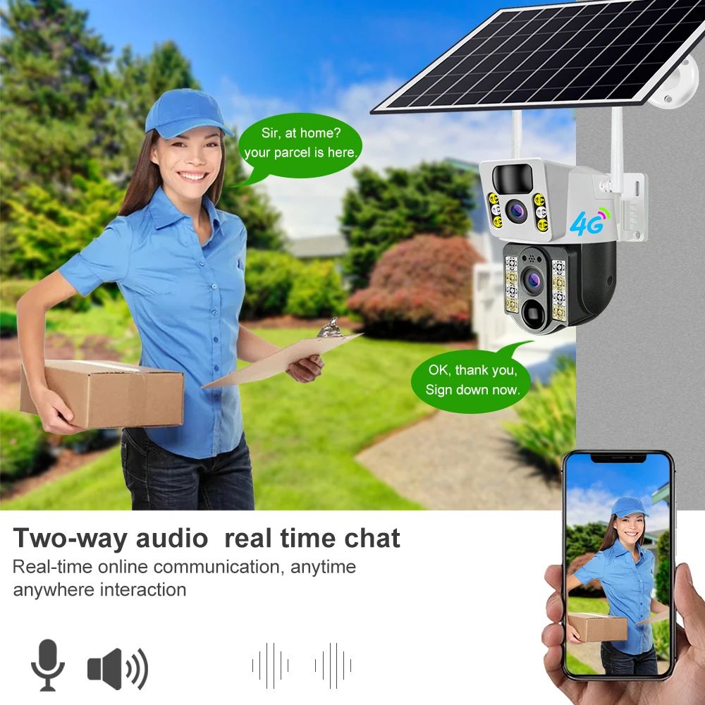 8 MP 4K Wireless Solar Camera Outdoor With 4G SIM Dual Lens PIR And Night Vision 5