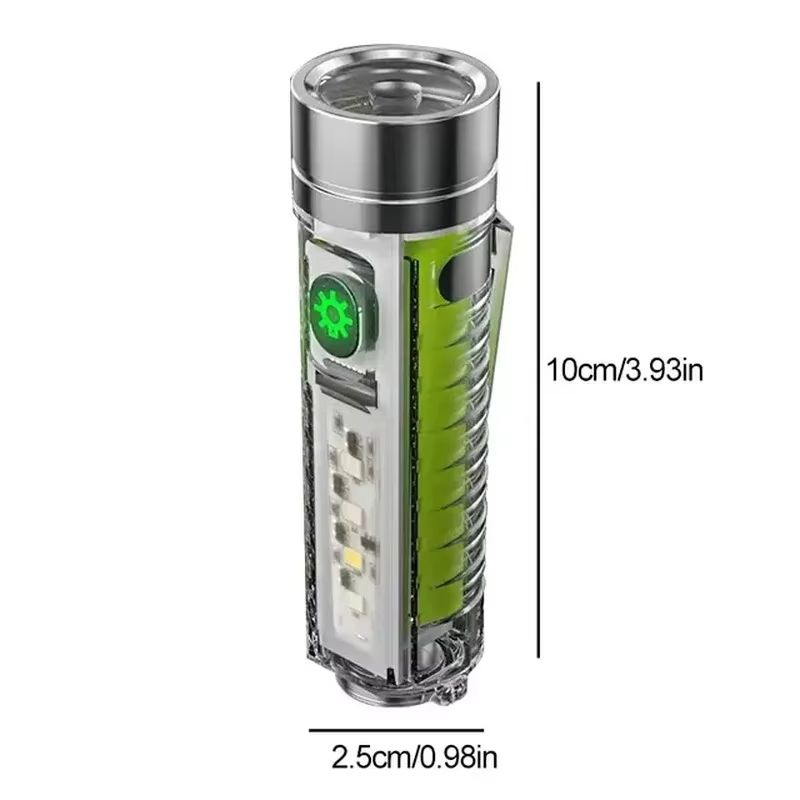 USBC Rechargeable Mini LED Keychain Flashlight With Tail Magnet UV And Multifunction Torch 4