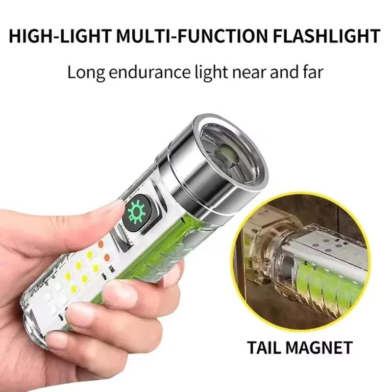 USBC Rechargeable Mini LED Keychain Flashlight With Tail Magnet UV And Multifunction Torch 5