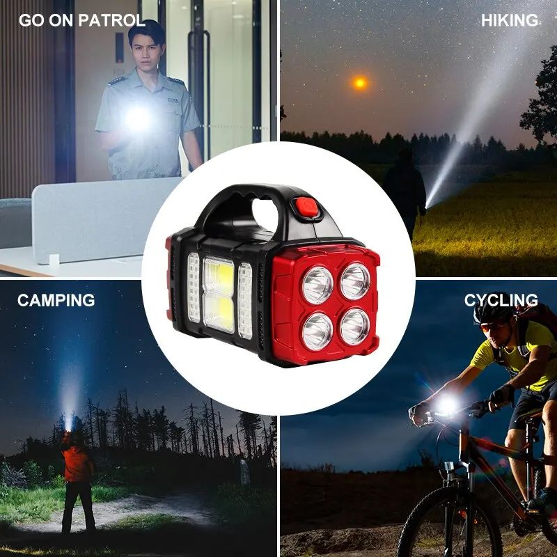 Solar Rechargeable Camping Light Portable LED Searchlight With Dual Light Source And USB Charging 5